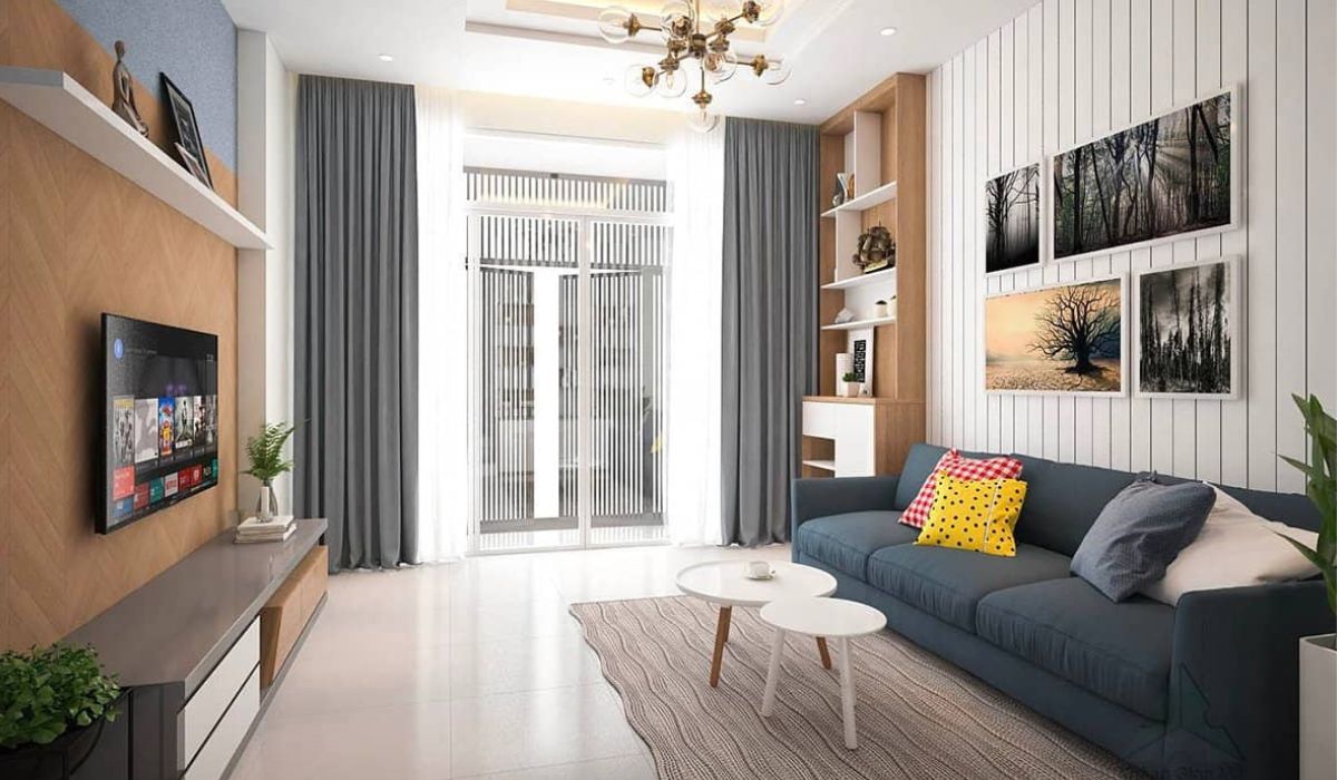 Mẫu phòng khách ưu tiên nội thất tối giản