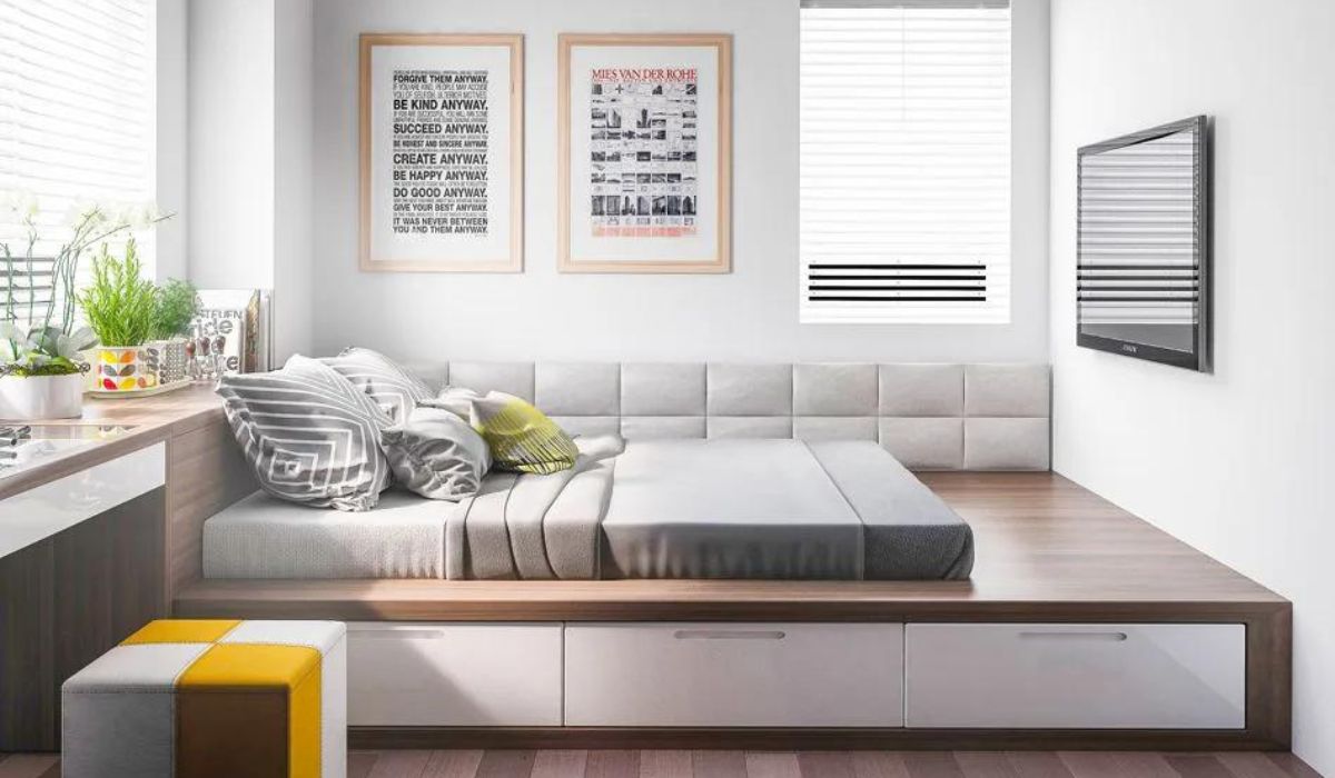 Phòng ngủ 15m2 với tone màu sáng tạo cảm giác rộng rãi