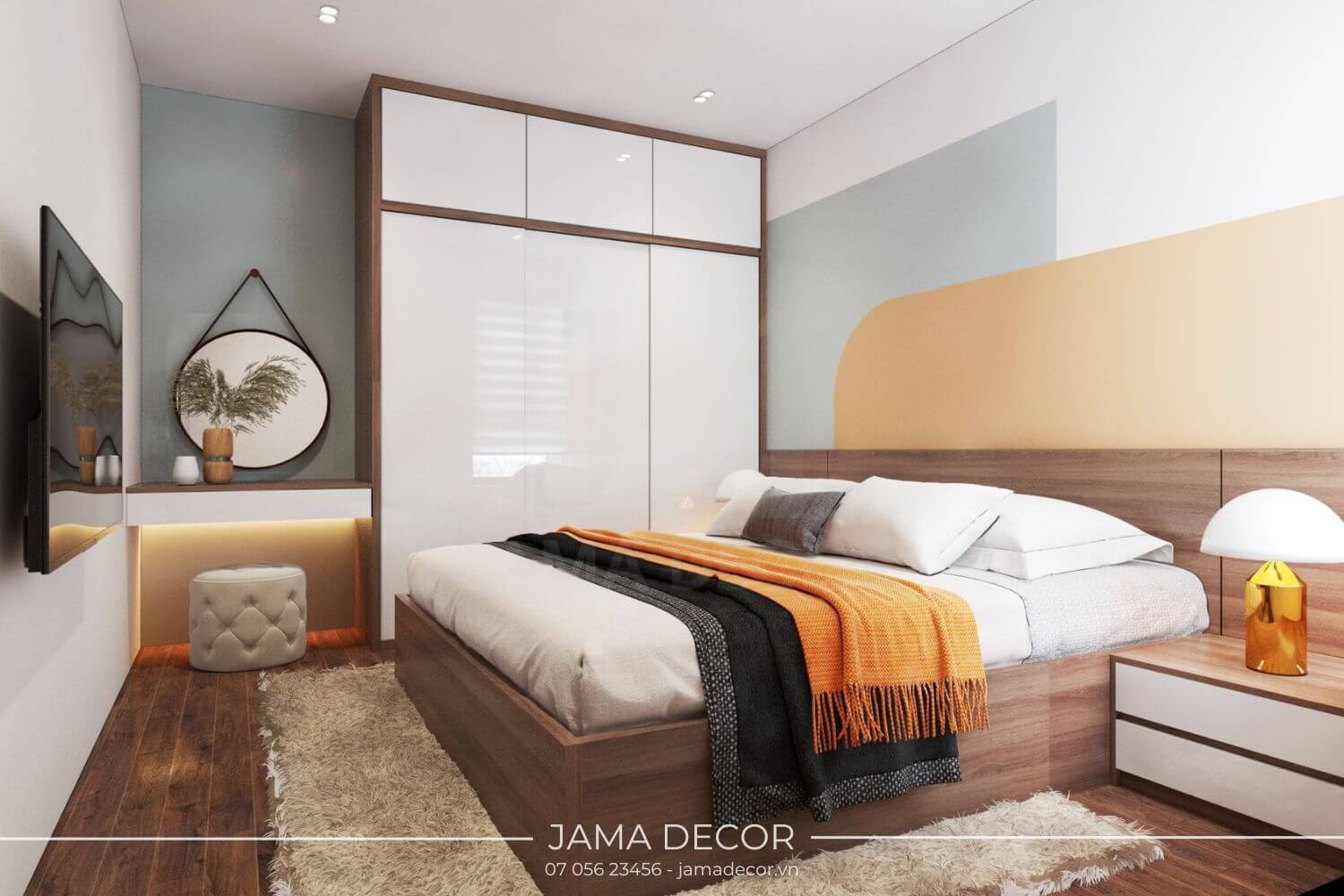 Phòng ngủ thiết kế phong cách Color Block