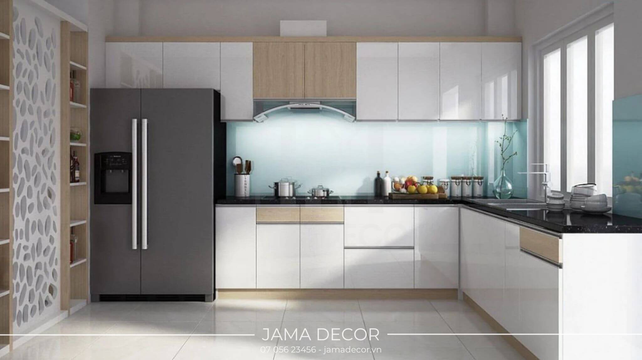 10+ mẫu nội thất bếp nhà ống 3m, 4m, 5m... đẹp, tiện nghi 33 bếp góc chữ L cho nhà ống 4m5