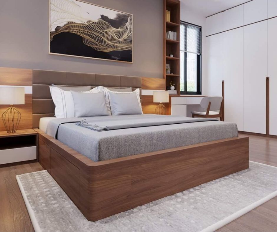 10+ mẫu giường ngủ cho phòng nhỏ từ 6m2, 7m2, 8m2,... 25 giường hộc cho phòng ngủ nhỏ màu nâu cánh gián