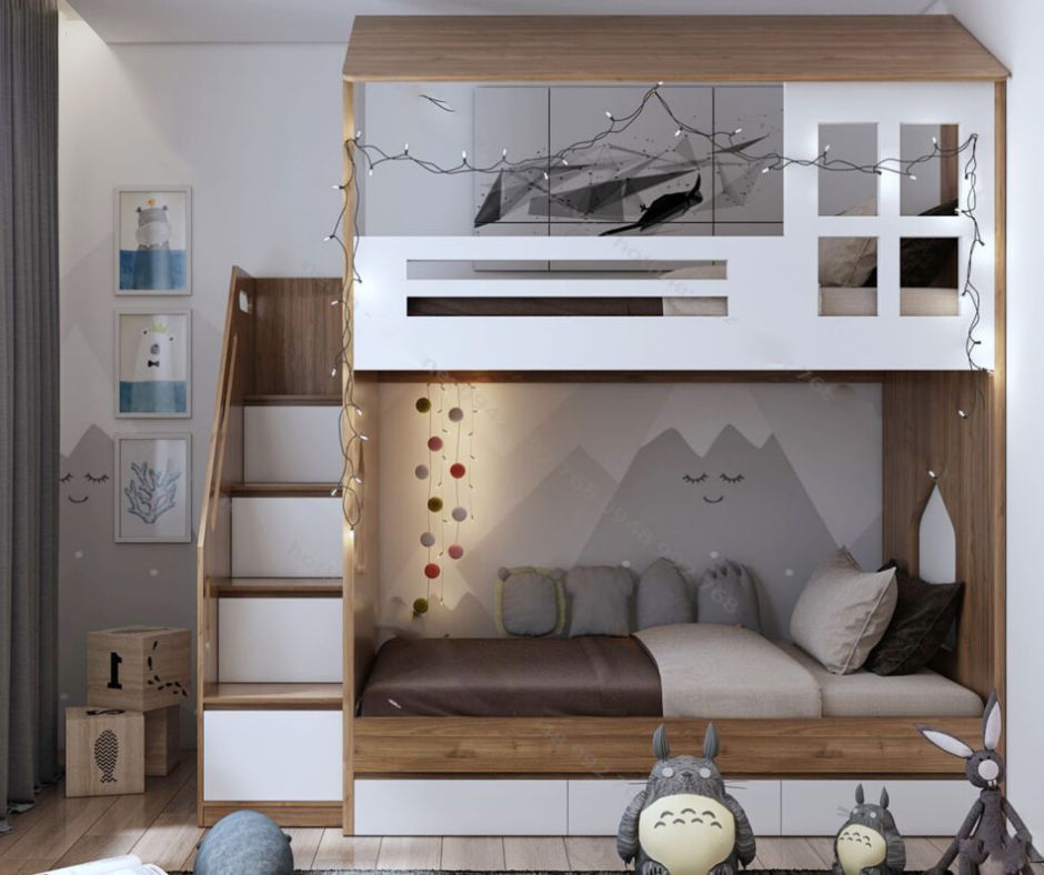 10+ mẫu giường ngủ cho phòng nhỏ từ 6m2, 7m2, 8m2,... 31 giường tầng cho phòng ngủ nhỏ 2 bé