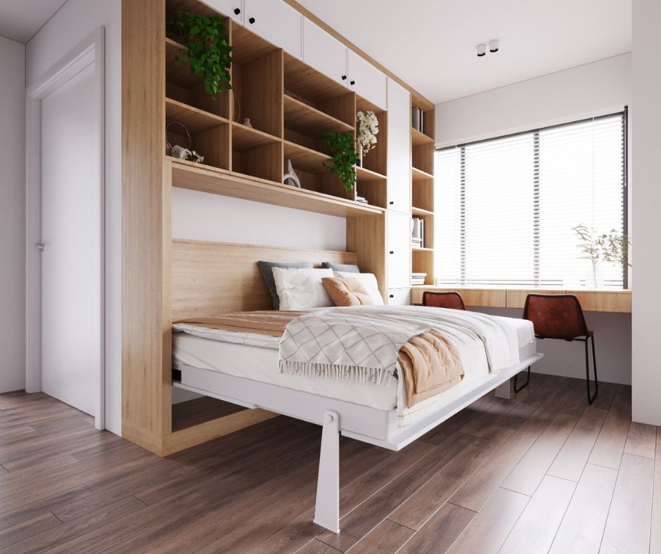 10+ mẫu giường ngủ cho phòng nhỏ từ 6m2, 7m2, 8m2,... 27 giường gấp kết hợp hệ tủ cho phòng nhỏ