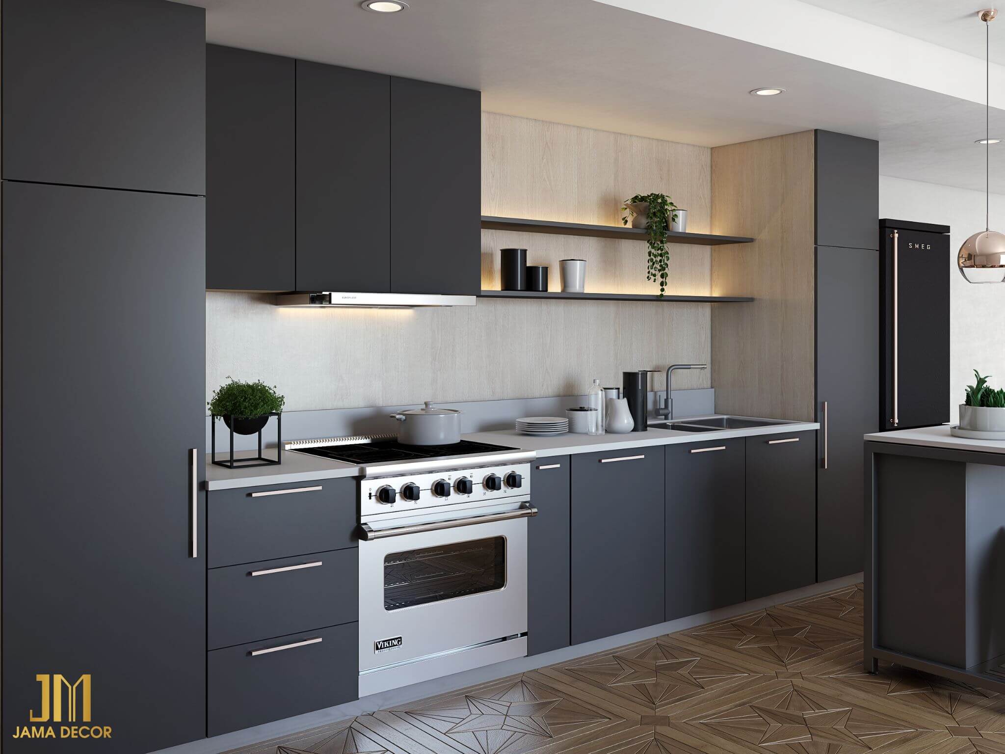 100+ mẫu phòng bếp nhà cấp 4 đẹp, hiện đại, tiết kiệm 39 bếp nhà cấp 4 gỗ công nghiệp màu ghi