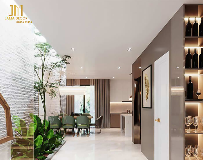 10+ mẫu nội thất bếp nhà ống 3m, 4m, 5m... đẹp, tiện nghi 43 Phòng bếp liền với giếng trời