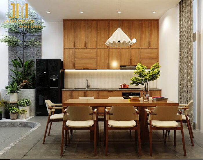 10+ mẫu nội thất bếp nhà ống 3m, 4m, 5m... đẹp, tiện nghi 57 Phòng bếp liền với giếng trời