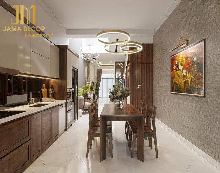 10+ mẫu nội thất bếp nhà ống 3m, 4m, 5m... đẹp, tiện nghi 54 Phòng bếp liền với phòng khách