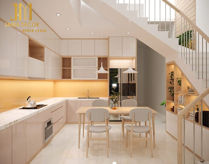 10+ mẫu nội thất bếp nhà ống 3m, 4m, 5m... đẹp, tiện nghi 52 Phòng bếp liền với phòng ăn