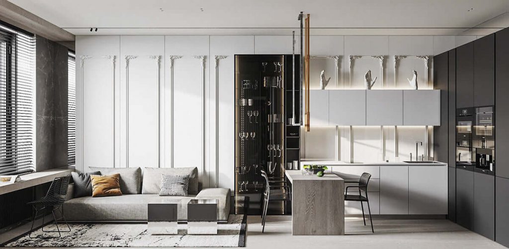 10 mẫu trang trí thiết kế nội thất phòng khách chung cư nhỏ mà đẹp 2021 35 Thiet ke noi that can ho Jamila Khang Dien phong cach Luxury anh 1