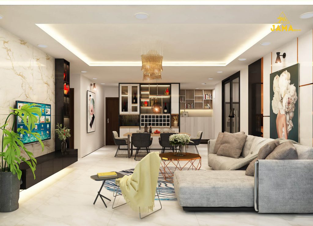 10 mẫu trang trí thiết kế nội thất phòng khách chung cư nhỏ mà đẹp 2021 44 Thiet ke noi that phong khach chung cu Vinhome Central Park 2