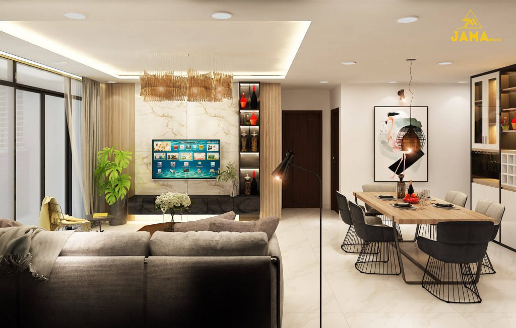 10 mẫu trang trí thiết kế nội thất phòng khách chung cư nhỏ mà đẹp 2021 43 Thiet ke noi that phong khach chung cu Vinhome Central Park 1 1