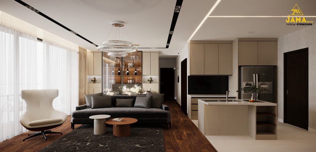 10 mẫu trang trí thiết kế nội thất phòng khách chung cư nhỏ mà đẹp 2021 29 Thiet ke noi that phong khach chung cu D Edge 1