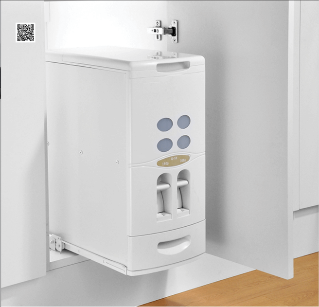 Thùng gạo âm tủ 2 nút ấn thông minh