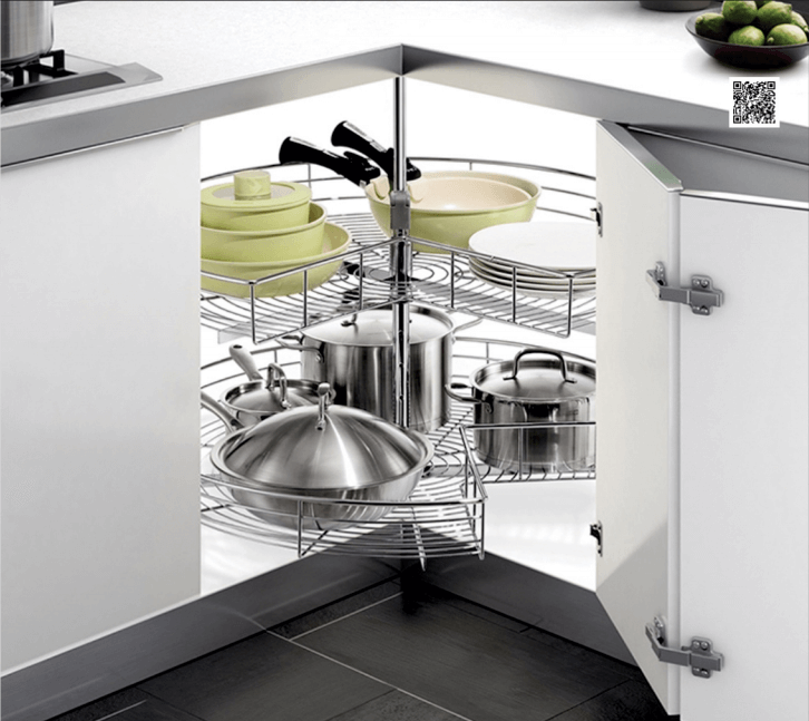 Mâm xoay Inox nan bóng mở 3/4 - Góc 270 độ