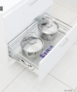 Giá xoong nồi Inox nan dẹt - Ray giảm chấn BG VIP