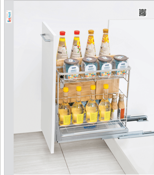 Giá gia vị Inox nan dẹt - ray giảm chấn DS