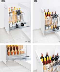 Giá giao thớt Inox nan vuông - ray giảm chấn DE