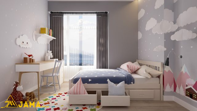 Mẫu 1 - Nội thất chung cư 60m2 sử dụng tone màu Neutral