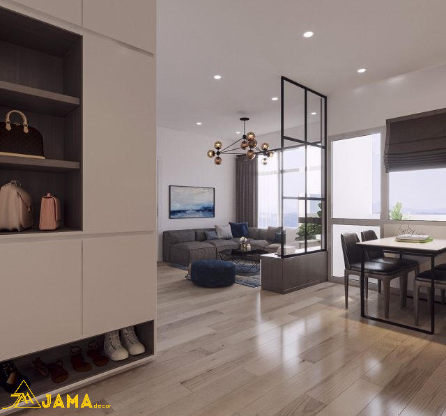 Mẫu 1 - Nội thất chung cư 60m2 sử dụng tone màu Neutral