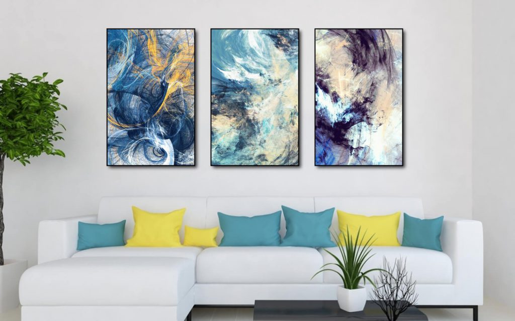 thiet ke noi that phong khach nha cap 4 tranh treo tuong