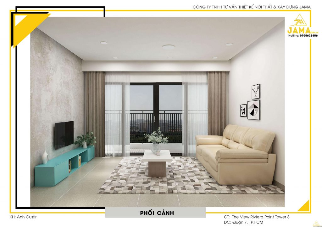 Phòng khách căn hộ 2 phòng ngủ 