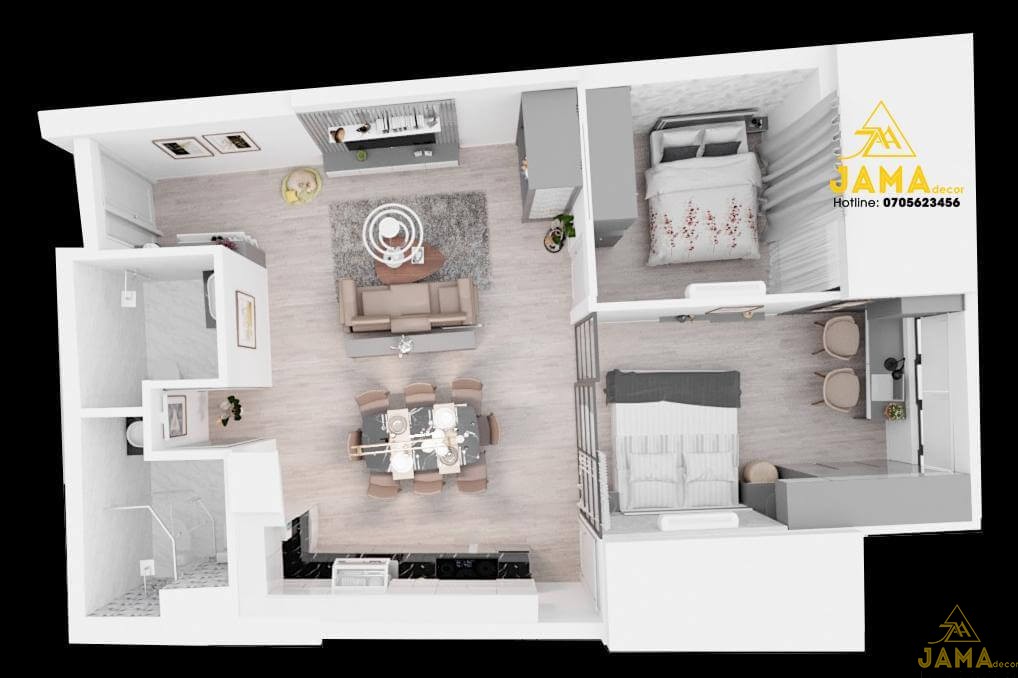 Thiết kế nội thất căn hộ 2 pn