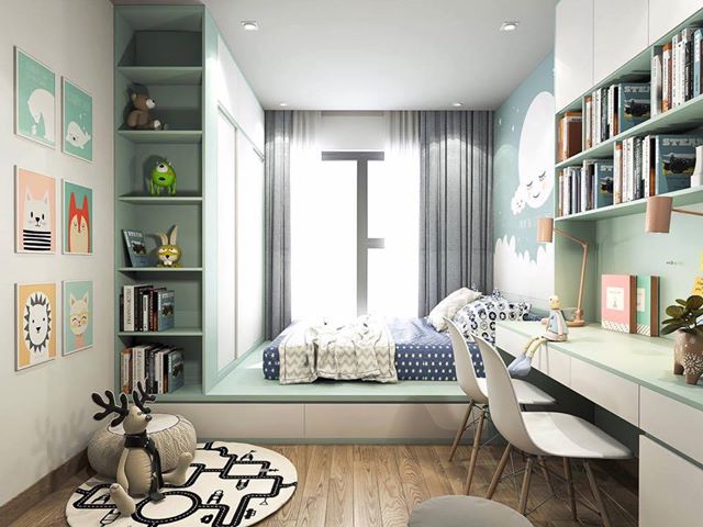Nội thất phòng ngủ màu xanh ngọc nổi bật và ấn tượng - JAMA DECOR