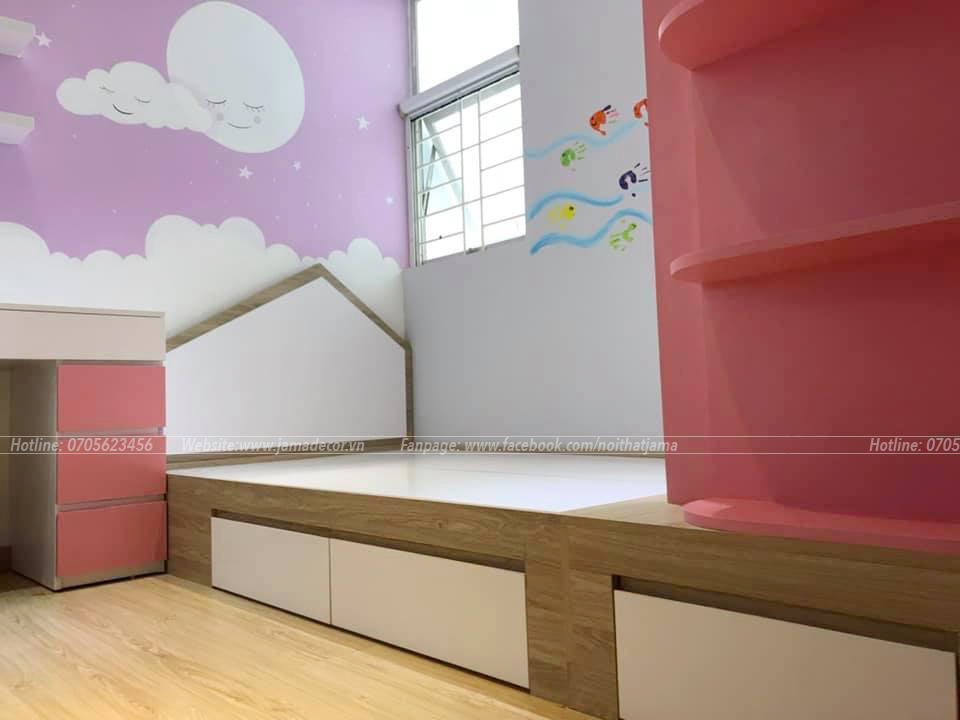 Hình ảnh thực tế phòng bé gái tone màu hồng - JAMA DECOR