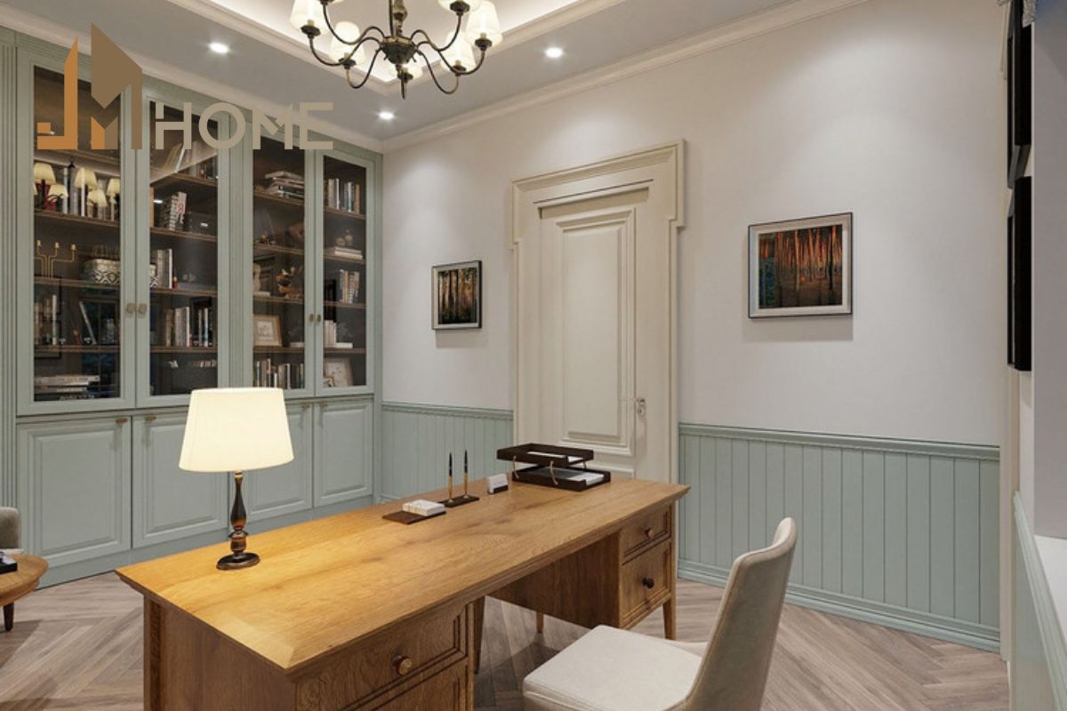 Mẫu thiết kế văn phòng chung cư phong cách tân cổ điển