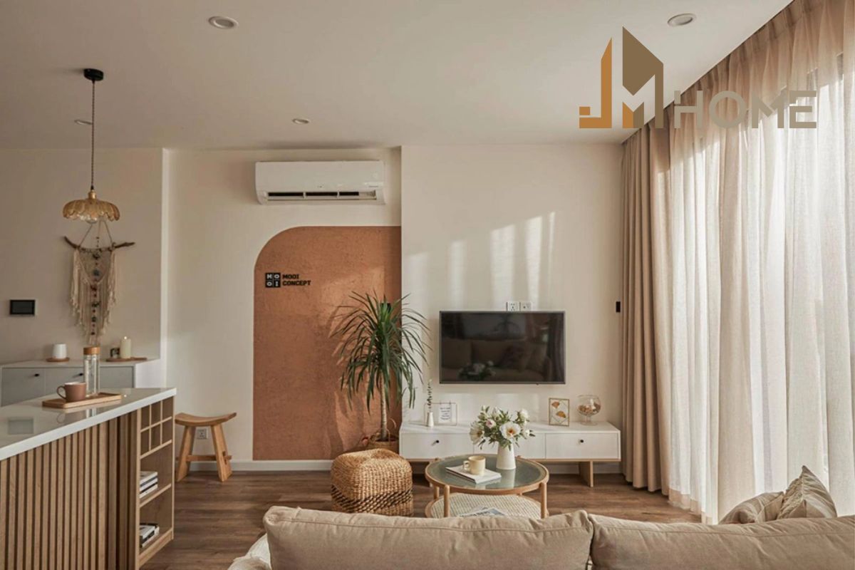 Mẫu thiết kế nội thất căn hộ 56m2 mang phong cách Japandi