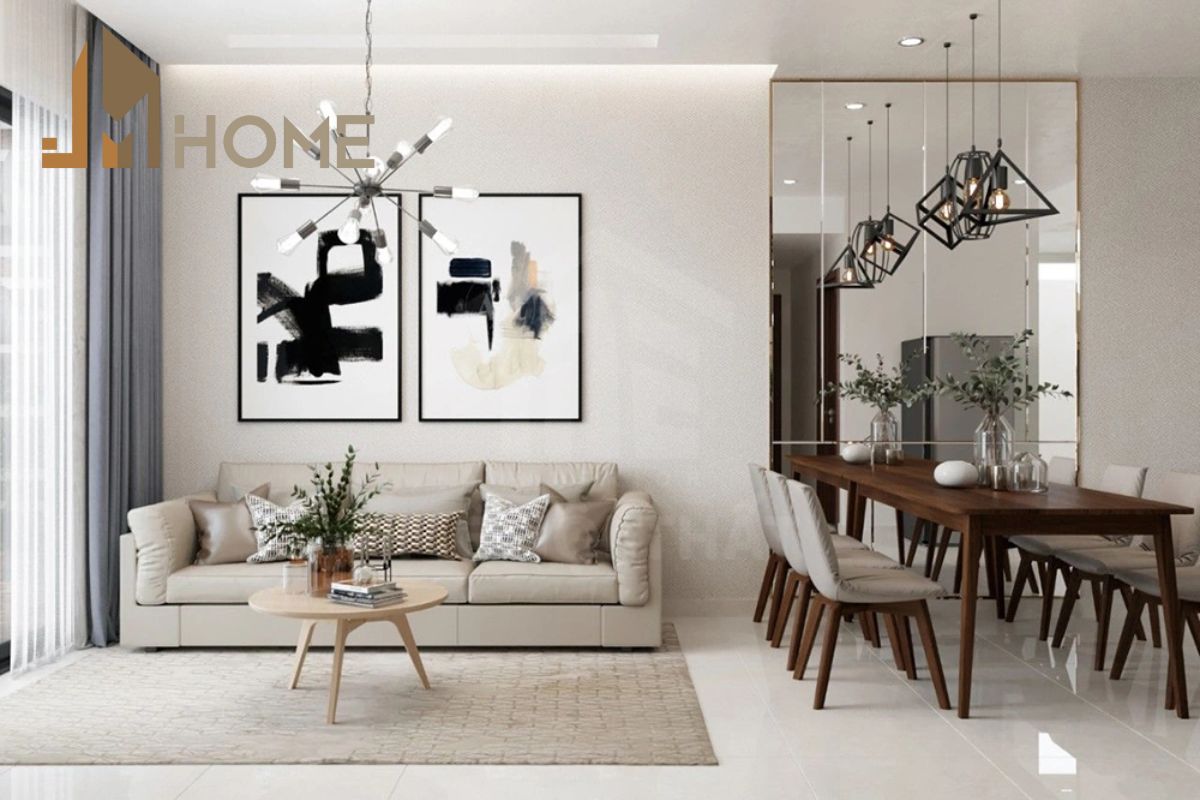 Mẫu thiết kế nội thất chung cư 56m2 mang phong cách hiện đại