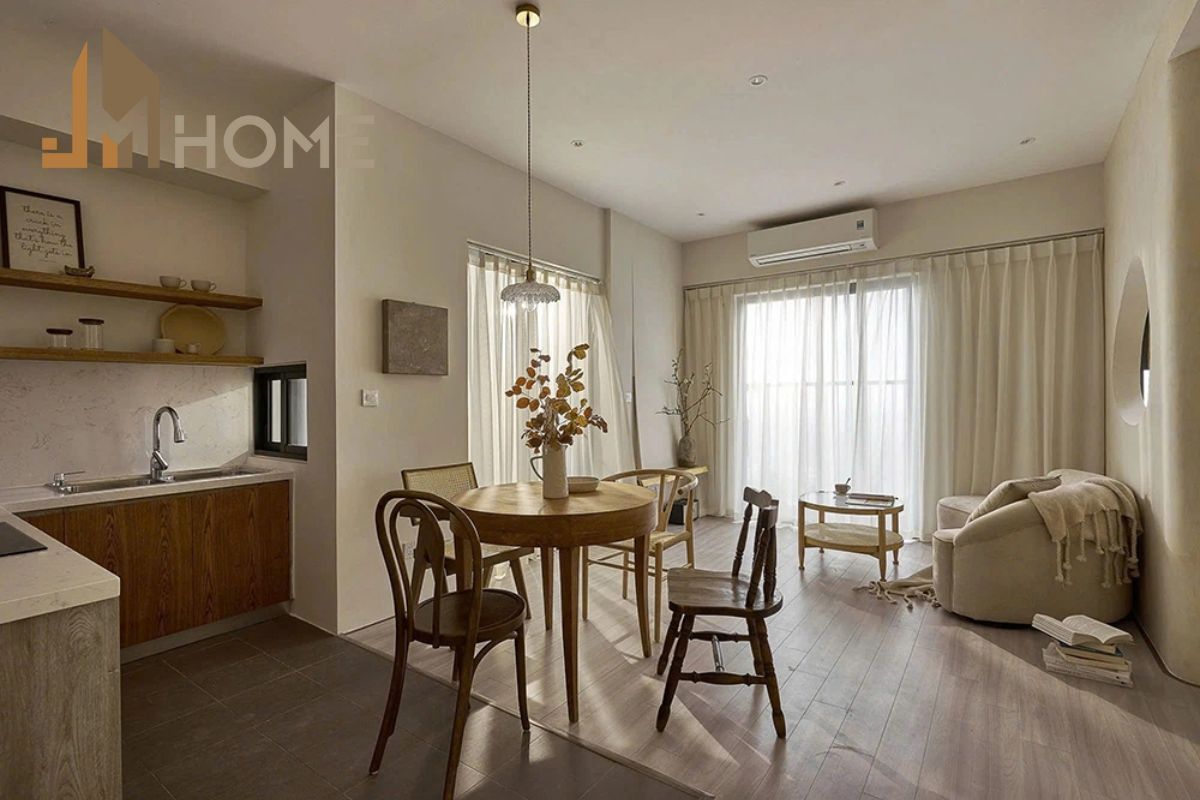 Mẫu thiết kế chung cư 75m2 mang phong cách Wabi Sabi