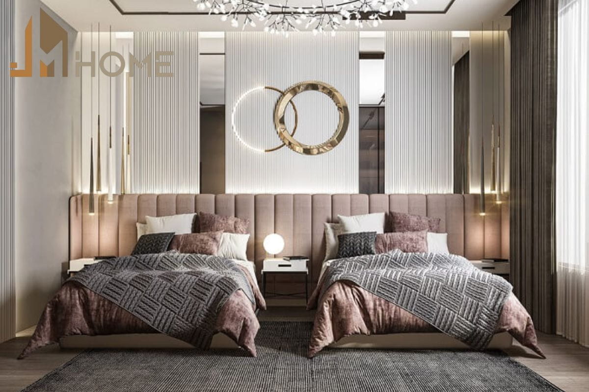 Thiết kế nội thất phòng ngủ hai giường phong cách sang trọng