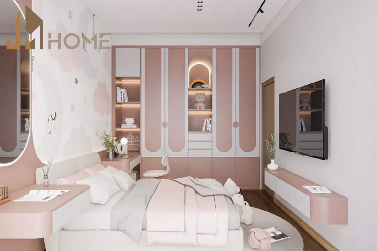 Thiết kế phòng ngủ màu hồng nhẹ nhàng, tinh tế cho thiếu nữ