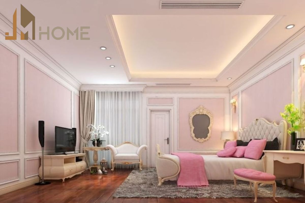 Mẫu thiết kế phòng ngủ màu hồng cho các cặp đôi