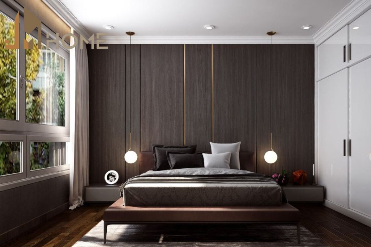 Thiết kế nội thất phòng ngủ nhỏ với giải pháp tủ âm tường