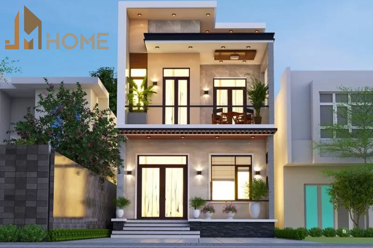 Mẫu thiết kế nhà phố mặt tiền 2 tầng