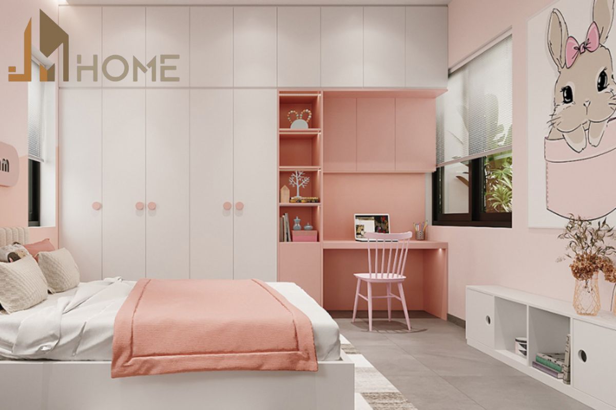 Thiết kế phòng ngủ có bàn học theo sở thích và giới tính của bé