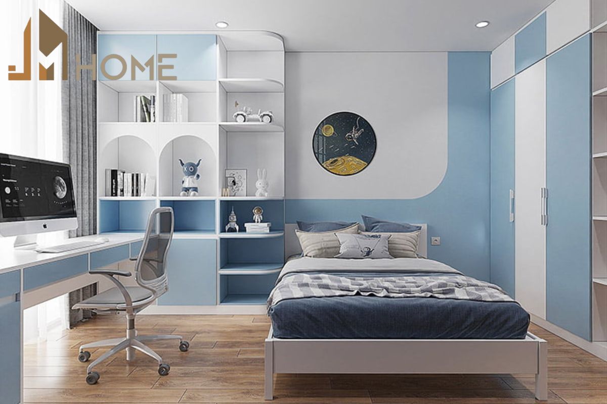 Mẫu thiết kế phòng ngủ có bàn học cho bé trai