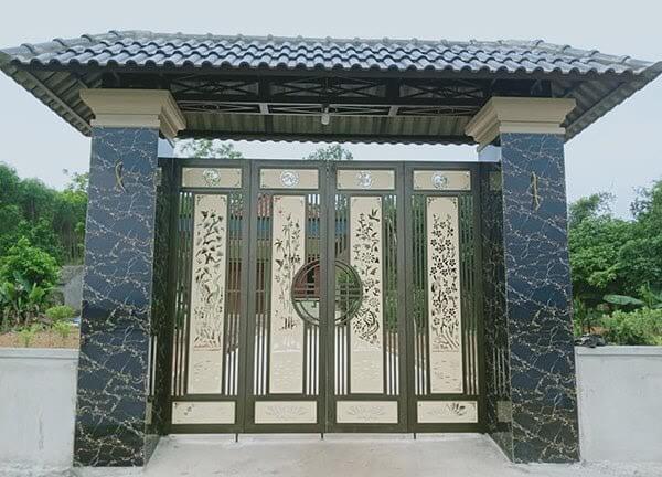 25+ Mẫu Cổng Mái Tôn Đẹp Sang Trọng 2025 9 Mẫu cổng lợp tôn