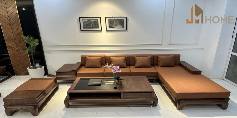 Mẫu sofa gỗ chữ L đẹp - Xu hướng nội thất 2025 cho phòng khách hiện đại 4 mẫu sofa gỗ chữ l đẹp