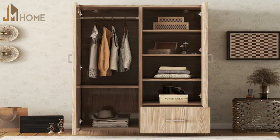 Mẫu tủ quần áo 2 buồng đẹp sang trọng - Thiết kế nội thất cao cấp 2025 8 Màu sắc tự nhiên của tủ quận áo gỗ
