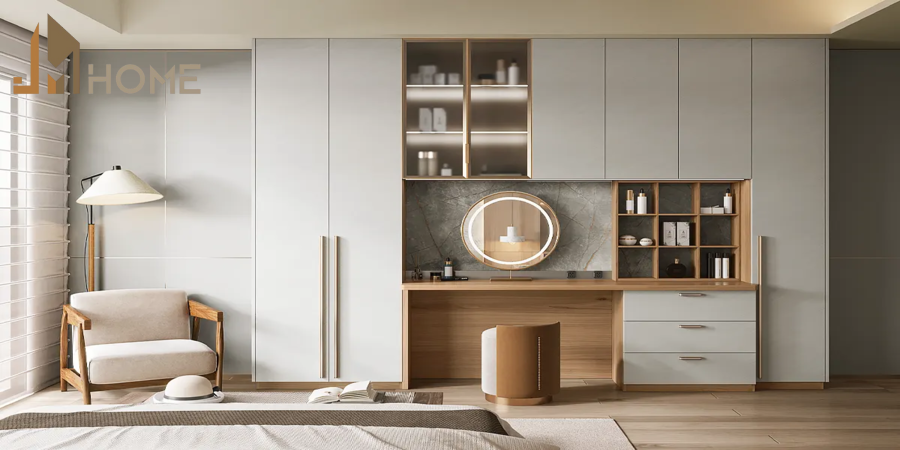 Tủ quần áo kết hợp bàn trang điểm - Giải pháp nội thất thông minh cho phòng ngủ hiện đại 1 tủ quần áo kết hợp bàn trang điểm