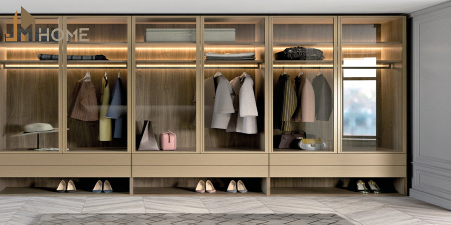 Mẫu tủ quần áo nhôm kính 3 buồng