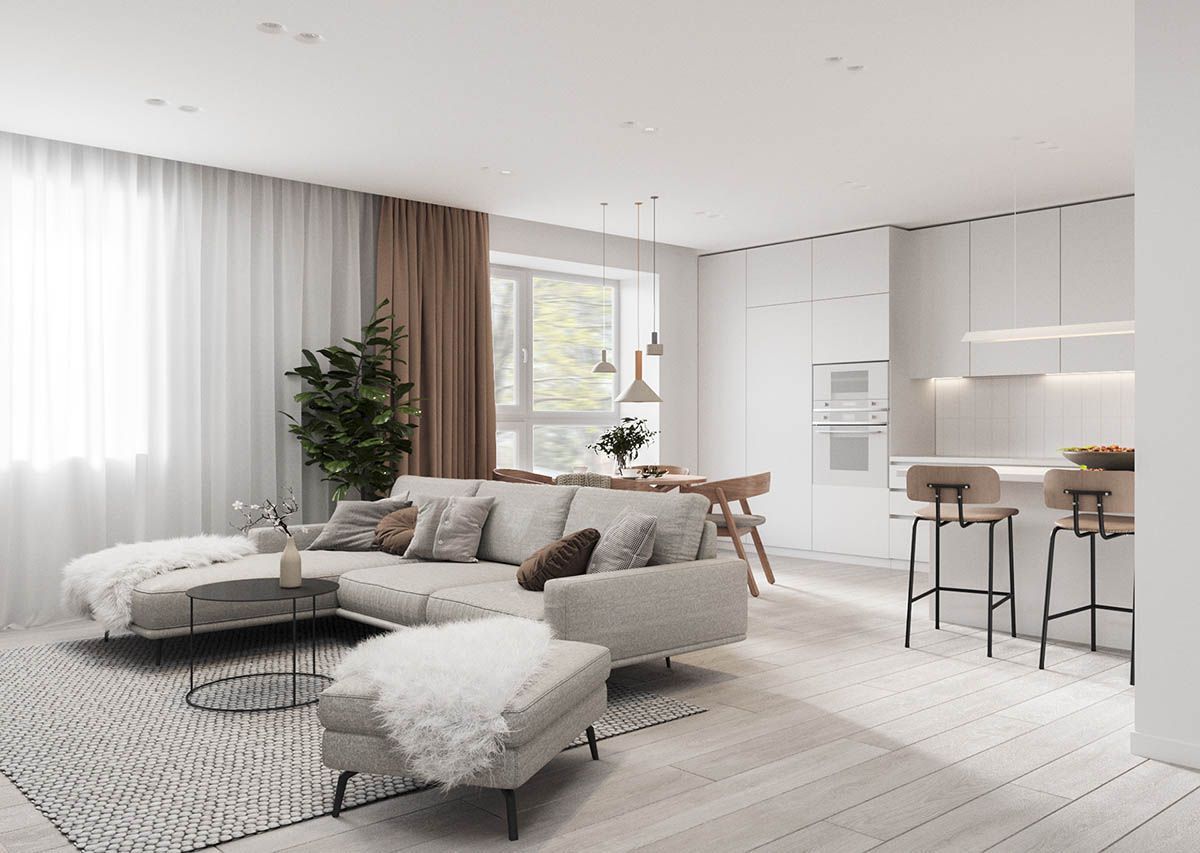 Phòng khách hiện đại, sang trọng trong căn hộ 80m2