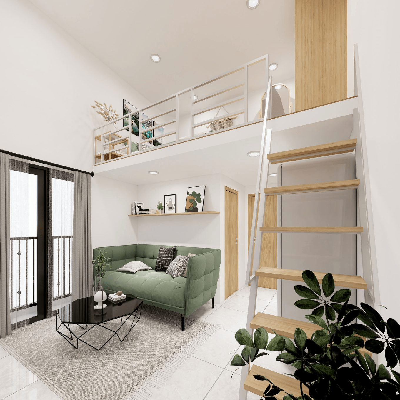 Phòng khách thông minh với sofa giường và bàn trà tích hợp lưu trữ – tối ưu diện tích