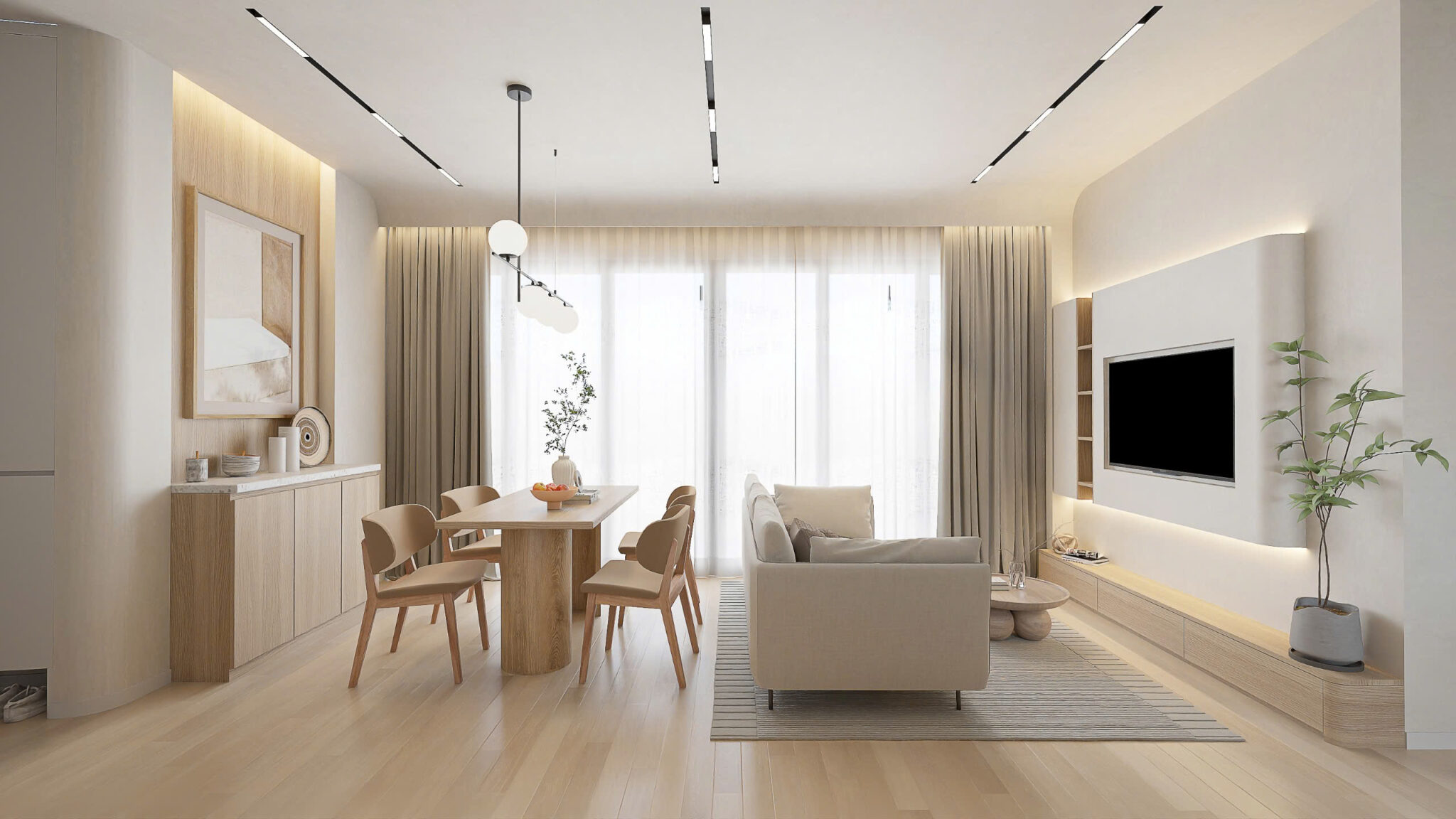 Tủ âm tường và kệ treo tường giúp phòng gọn gàng, tiện nghi và hiện đại