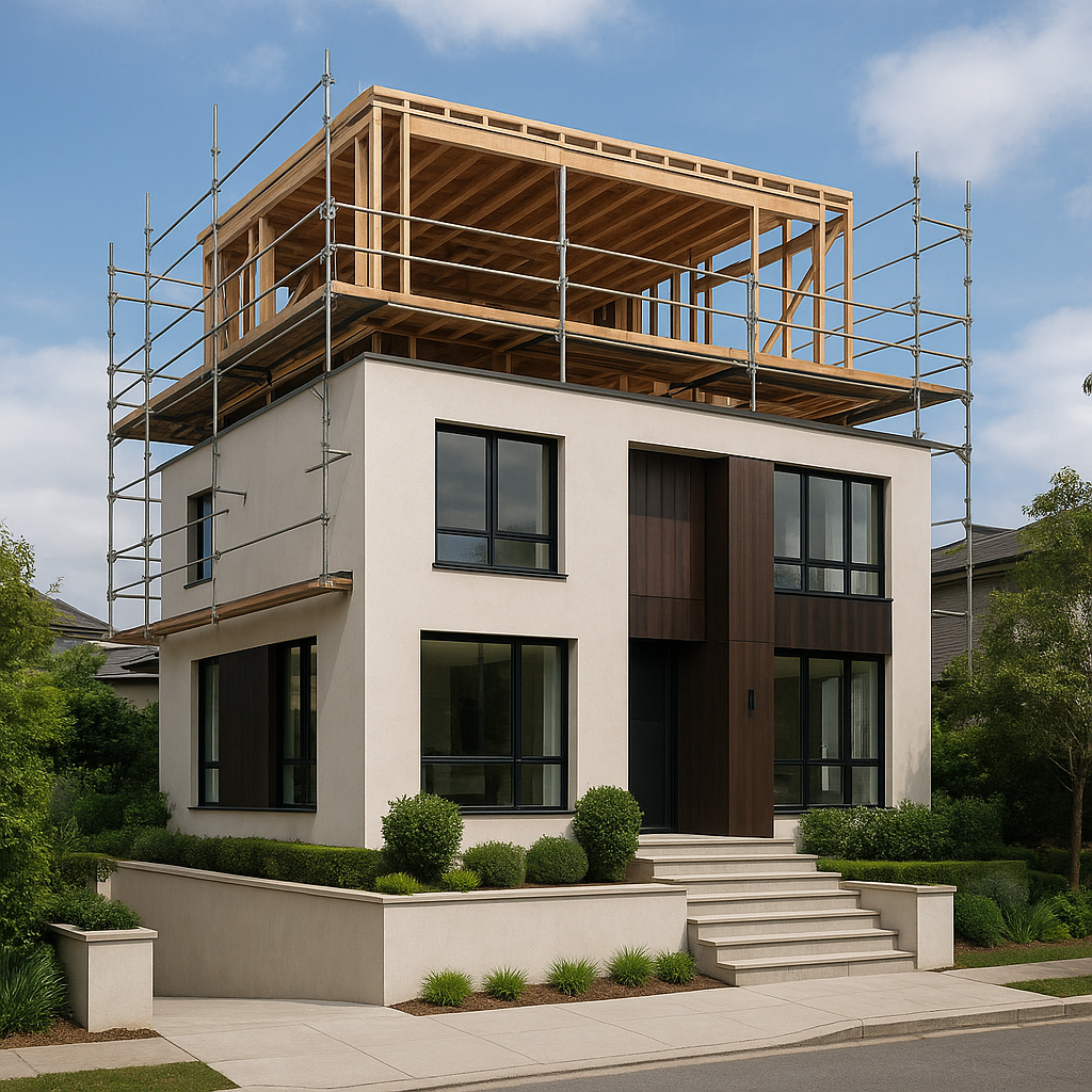 Khung thép và sàn panel nhẹ giúp thi công nâng tầng nhanh và an toàn cho nhà phố