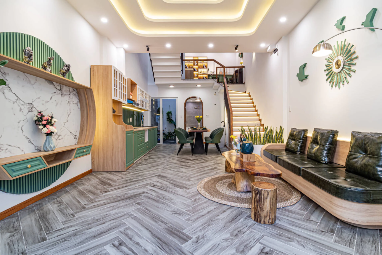 Bố trí cầu thang hợp lý giúp nhà phố thông thoáng và tiết kiệm diện tích