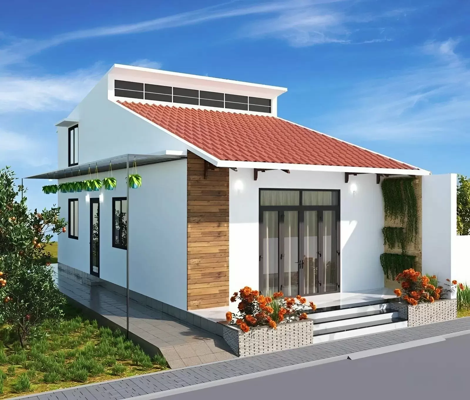 Không gian xanh và ngoại thất hiện đại cho ngôi nhà